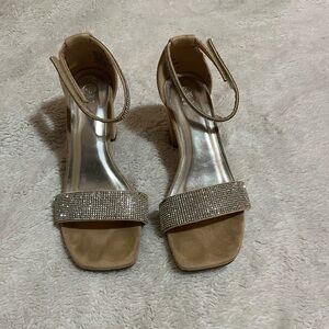 C&M Tan and rhinestone heels